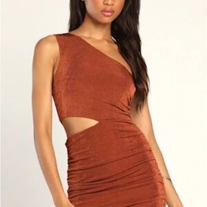 One-Shoulder Burnt Orange Dress